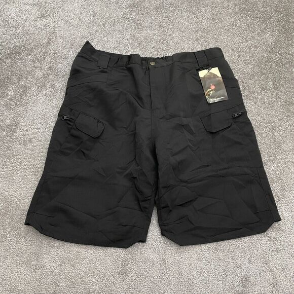 Unbranded Outdoor Cargo Shorts Mens XXL Black Elastic Waist Hiking 37x9 NWT New - Picture 1 of 13